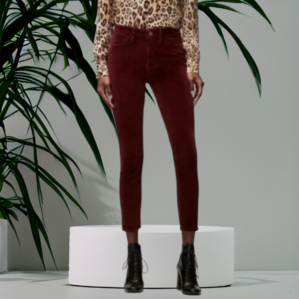 NWT FRAME Denim Le High Skinny velvet Pinot/RED jeans Size: 24 Slight Stretch